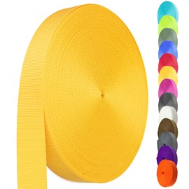 Nylon Webbing 1.5 Inch, Heavy Duty Nylon Webbing Strap 12 Yard,Durable Nylon Strapping for Indoor or Outdoor Gear, DIY Crafting, Repairing, (Yellow, 12 Yard)
