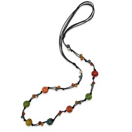 Boho Necklaces for Women, Colorful Ceramic beaded Long Strand, Unique boho jewelry for women, Trendy Hippie Necklaces, Her Surprise Gift