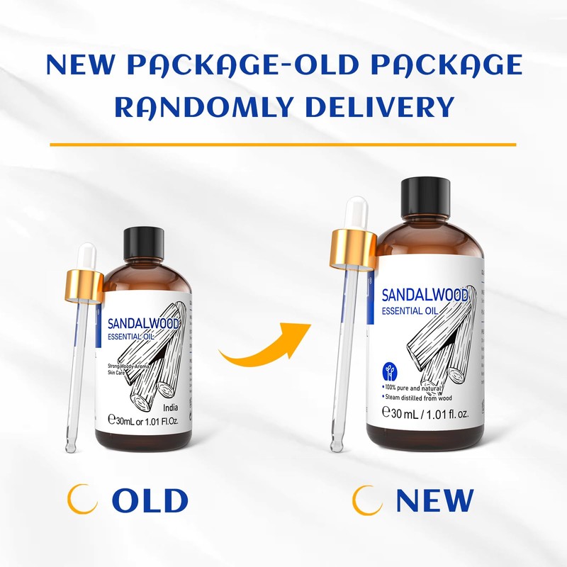 HIQILI Sandalwood Essential Oils, Long-Lasting Scent for Perfume, Diffuser, Soap