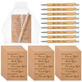 Sayglossy 50 Set Christmas Christian Gifts 50 Bible Verse Notebook Xmas Religious Notepad 50 God Bless You Ballpoint Pens Christian Wooden Pens 50 Gift Bags Religious Gifts for Church Office Coworker