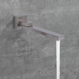 DEOLER Brushed Nickel Tub Spout, 180° Rotation Bathroom Folding Spout 1/2 NPT Square Bathroom Spouts Stainless Steel Tub Wall Mounted Bathtub Shower System Mixer Water Outlet