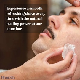 Homeda Homeda Alum Block for Shaving, Alum Stone for Face, Organic Piedra De Alumbre Natural Bar for Underarm, Fitkari, Fitkiri, Allum Deodorant for Men and Women - With Storage Case (1 Piece)