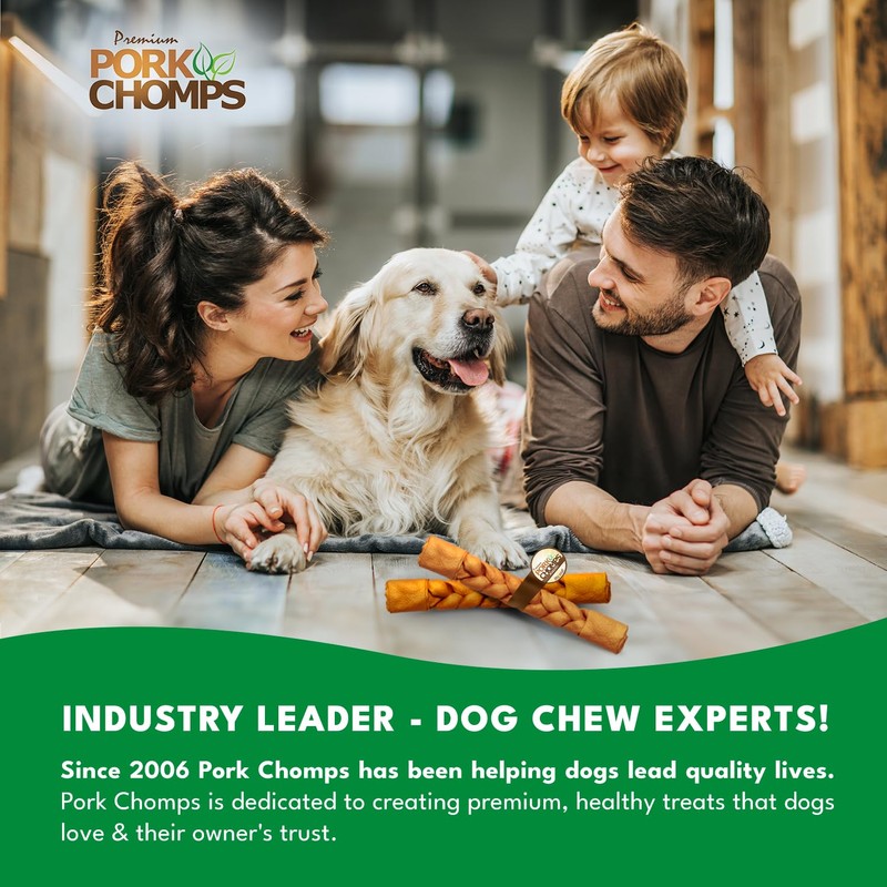 Pork Chomps Roasted Pork Skin Dog Chew, 10-inch Braid, 1