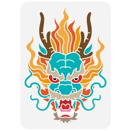 FINGERINSPIRE Dragon Stencil Template 21x29.7cm DIY Asian Oriental Dragon Stencil Template Plastic Dragon Head Pattern Painting Stencil Reusable Dragon Stencil for Wall Furniture Home Decor