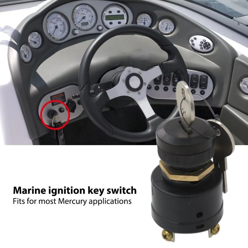 Boat Ignition Key Switch Push for Choke Mercury Outboard Off-On-Start