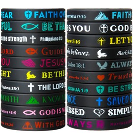 IDREAMBAND Bible Verse Bracelets – 40 Pcs Silicone Bracelets Bulk Jesus Bracelets – Cute Christian Bracelet Colored Wristbands – Comfortable and Lightweight – Perfect Religious Gifts for Men, Women