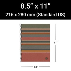 ROARING SPRING M MiquelRius 100% Recycled Collection, Lined 4 Subject Notebook,11" x 8.5", 120 Perforated Sheets, Colored Sections, 3 Hole Punched, Eco Stripes Cardboard Cover