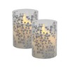LumaBase Battery Operated LED Glass Candles with Flickering Flame, Silver