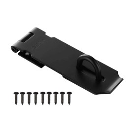 Lamondre 5 Inch Stainless Steel Door Padlock Hasp, Heavy Duty Security Hasp and Staple with Screws, Door Clasp Gate Lock Latch for Shed Door Window Cabinet Pet Cage, Black