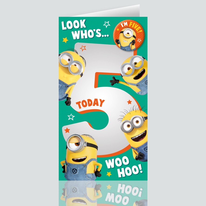 Danilo Cards Age 5 Minions Card, Happy 5th Birthday Card,9