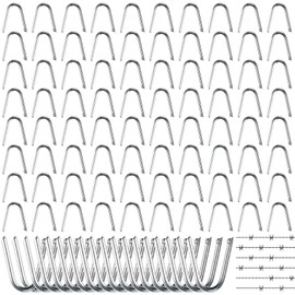 Pack of 100 Steel Cramps, U Nails, Small Nails for Garden, U Nails for Wood, Galvanised Loops Nails, Not Easy to Rust, U-Shaped Nails for Fences Repairing, Attachment Mesh, Chicken House Wire