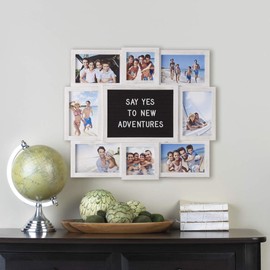 Melannco Customizable Letter Board with 8-Opening Photo Collage, 19-Inch-by-17-Inch, White - 5230156