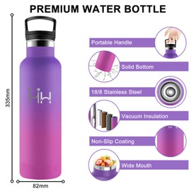 Stainless Steel Drinking Bottle, 1 Litre, BPA-Free, Water Bottle with Straw, Double-Walled Vacuum Insulated, Sports Water Bottle, Leak-Proof, Water Bottle for Hiking, Camping, Yoga