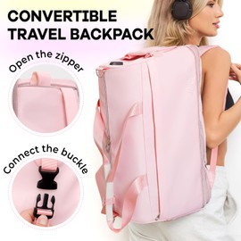 Weekender Bags for Women,Extra large 66L Expandable Travel Duffel Bag with Shoe Compartment,Overnight Bag with USB Charging, Waterproof Pocket,Carry On Backpack for Gym,Hospital,Beach