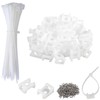 60 Set White Cable Zip Tie Mounts Kit Wire Clips