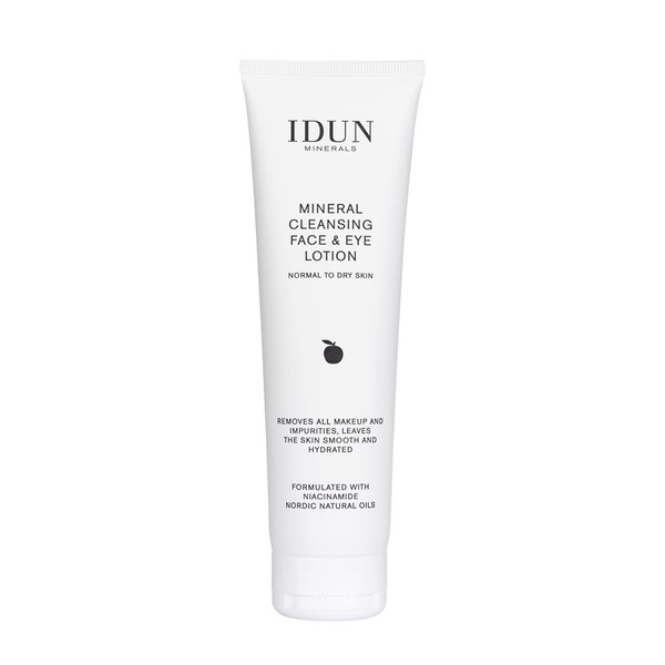 IDUN Minerals Face & Eye Cleansing Lotion - Emulsion-Based Wash, Removes Dirt & Waterproof Makeup - Recommended for Dry/Mature Skin - 100% Vegan, Contains Canola & Oat Oil, Vitamin E & B3-5.07 oz