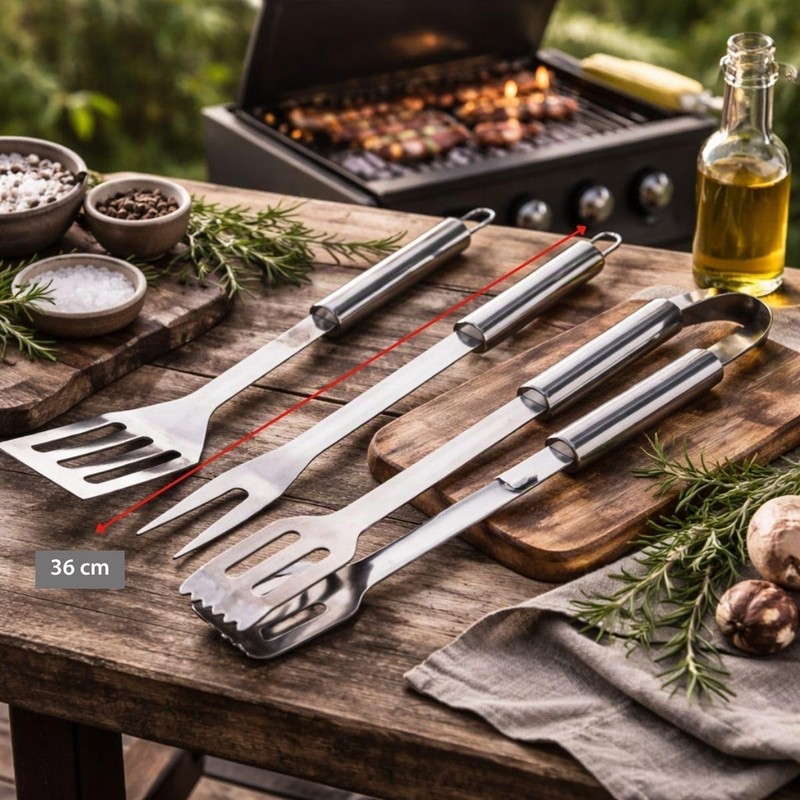 alpina Set Barbecue 3 Pezzi - Utensili Barbecue con Spatola
