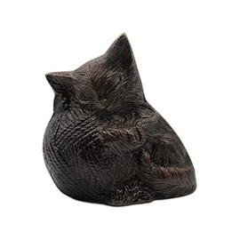 Au Paradis Des Chats, Pelote Cat Urn, Cat Graveside Urn, Cat Memorial, Urn for Cremation Ashes, Pet Keepsake (Brown)