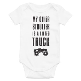 King Mouse My Other Stroller is a Lifted Truck Baby Onesie | Truck Life Infant Bodysuit | Unisex Baby Crawler (6-12 Months US, Gray)