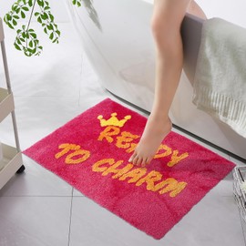YOOCHUENG Bath Mat Alphabet Soft and Absorbent Fluffy Bathroom Rug,Rose Bathmats for Bedroom Entrance Bathtubs,Non Slip Shaggy Floor Mat Machine Washable