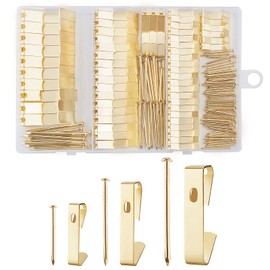 Picture Hangers,Picture Hanging Kit, COOLOGIN Heavy Duty Picture Hooks with Nails and Hardware for Wall Mounting Picture Frame, Canvas, Mirror Hanging, Holds 10-100 lbs,Golden (160pcs)