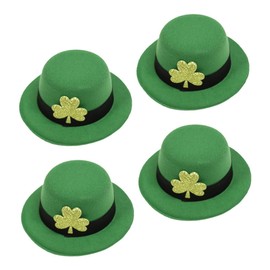 Beavorty 4pcs Lucky Green Shamrock Top Hat Hair Clips for St Patrick's Day Celebrations Stylish Festival Accessories for Family Gatherings and Holiday Parties