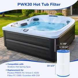 Fil-fresh PWK30 Hot Tub Filter Replacement for Unicel C-6430, Filbur FC-3915, Pleatco PWK30, Watkins 31489, 73178, 73250, 71825, Hot Spring Spa Filter, 30 sq. ft, 2-Pack