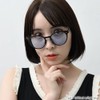 [FashionBerry] 7.ブラック×ライトブルー ボストン型 サングラス クリアレンズ UVカット率99%以上 軽量フレーム 男女兼用 伊達メガネ風 おしゃれアイウェア