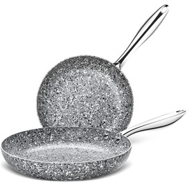 MICHELANGELO Stone Frying Pans Set 10 Inch & 12 Inch, Nonstick Frying Pans with 100% APEO & PFOA-Free Stone Non Stick Coating, Granite Skillet Set, Nonstick Skillets 2 Pcs