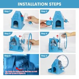 Vannon 4 in 1 Quiet Hamster Exercise Wheel, Multi Functional Hamster House with Running Wheel, Water Bottle, Food Bowl and Hideout, Small Animals Exercise Running Toys for Hamsters Gerbils Mice, Blue