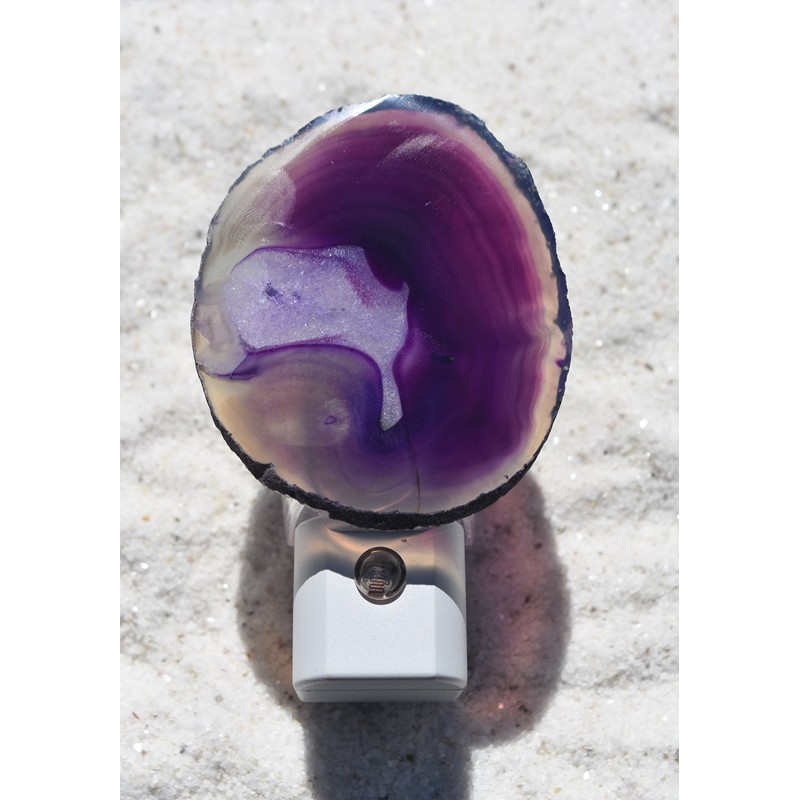 Purple Agate Slice LED Night Light with Auto Sensor -
