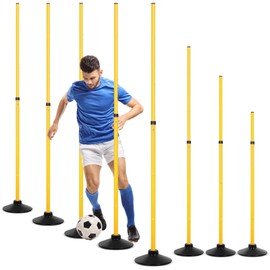Sonwyoung 8 Pcs Soccer Agility Poles Detachable Sports Training Speed Slalom Poles with Rubber Base Coaching Sticks for Soccer Drills and Training(Yellow)