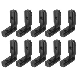sourcing map L-Shape Interior Joint Bracket, 10Pcs Inside Corner Connectors for 3030 Series Aluminum Extrusion Profile (Black)