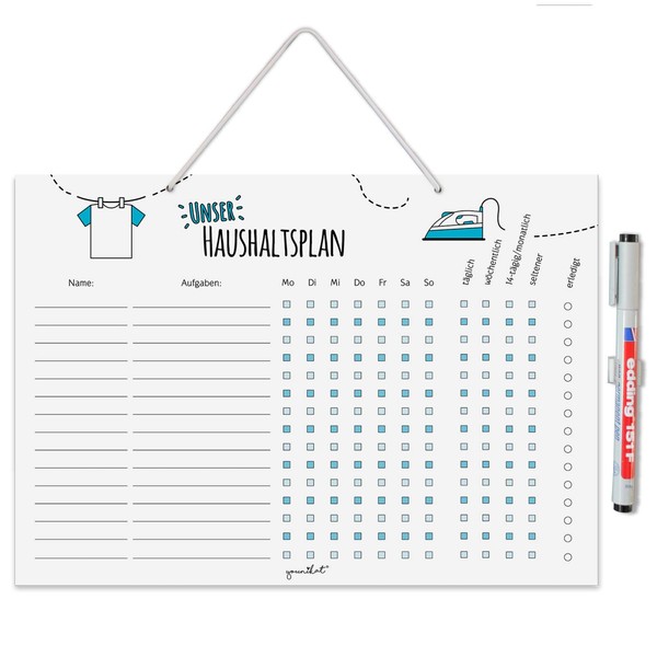 Household Plan for Hanging in DIN A4 I Whiteboard Household