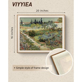 VIYYIEA Framed Canvas Wall Art for Living Room, Vintage Home Decor Landscape Oil Painting Summer Room Decor Bathroom Wall Decor, Gifts for Friends or Family -【Garden of Arles】-(16"x20")