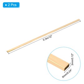 PATIKIL 1/8 x 1/4 x 12" H59 Brass Flat Bar, 2 Pcs Solid Flat Mill Stock for Crafting Maintenance Electrical Architectural Decoration, Brass