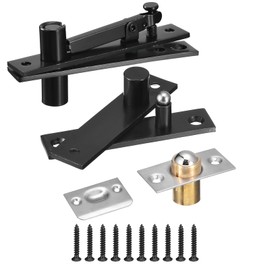 sourcing map Door Pivot Hinges Hidden Door Hinges for Wood Doors 360 Degree Stainless Steel Black 1 Set
