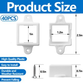 Shupakul 40 Pcs H705 LED Light Mounting Bracket Clip,Waterproof H705 LED Lights Mount Set with 80 Screws,Screw Mounting White Square Light Brackets for Outdoor Installation