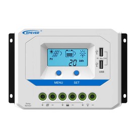 EPEVER® 30A Solar Charge Controller 12V/24V Auto Working PWM Solar Panel Charge Regulator with LCD Display and Powerful Dual USB Output