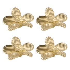 MOROBOR 4pcs Petal Drawer Knobs Kitchen Handle for Cabinet Dresser Door Pulls Flower Shape Dresser Knobs Gold Zinc Alloy Knobs Furniture Decoration Pulls (Gold)