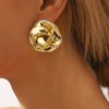 Rannyrena Retro Gold Statement Round Earrings Chunky Irregular Geometric Stud