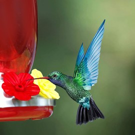 24 PCS Hummingbird Feeder Parts Hummingbird Feeders Replacement Flowers for Outdoors Bird Feeding Ports Replacement Parts of Window Hanging Bird Feeder (Red & Yellow & Orange)