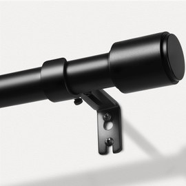 Houmiggle Curtain Rods for Windows 48 to 84, Black Curtain Rod, 1 Inch Heavy Duty Decorative Drapery Rods with Adjustable Length for Living Room, Bedroom, Outdoor/Indoor