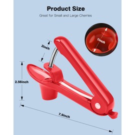 Cherry Pitter, Olive Pit Remover Tool Cherries Corer Pitter with Hand-held Push, Olives Seed Corer with lock design, Durable Remove Cherries Pit corer for Cherry Jam -Red
