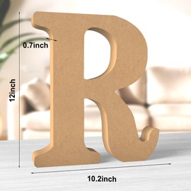 Aruatu 12 Inch Balsa Wooden Letters Unfinished Wood Letters for Wall Decor Decorative Standing Letters Large Letters for Wall Decoration for Craft Home Party Projects (R)