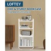 LOFTEY White Bookshelf, 4 Tier Metal Bookshelf, Narrow Bookcase with