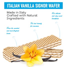 Cabrioni Italian Vanilla Signor Wafer - Delicious Wafer Sticks with No Palm Oil - Italian Cookies Made with Natural Ingredients for a Light, Crunchy Texture Filled with Rich Vanilla Cream - 3 Pack