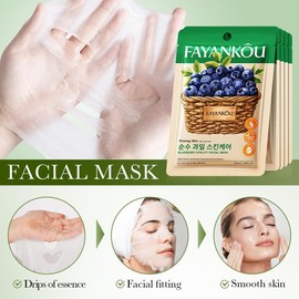 Face Mask Set, 9 Pack, Natural Fruit and Vegetable Extracts, Hydrating and Brightening