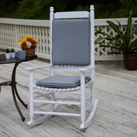 Klear Vu Porch Rocking Chair Cushion Set for Indoor and Outdoor Use, Assembled in The USA, Easy to Clean Stylish Seat and Back Pads with Fabric Ties, 20" x 17" x 2", Solid Gray