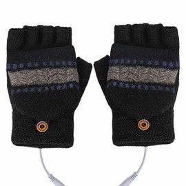 USB Heating Gloves Half Fingerless USB Heated Mittens Unisex Winter Hands Warmer Laptop Gloves Washable USB Heated Gloves for Women and Men